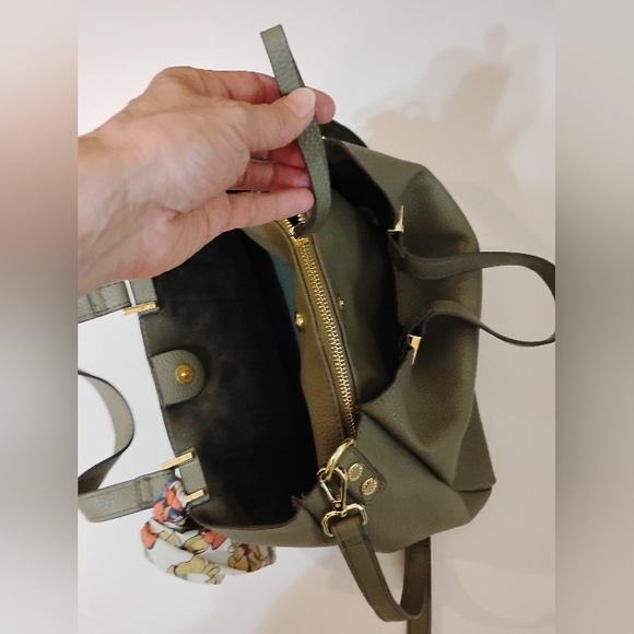 Olive Green Gray Hobo Bag with Floral Scarf Accent STEVEN MADDEN 3 Departments